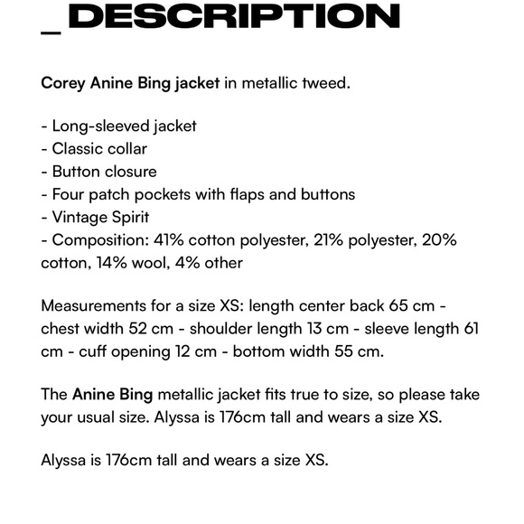 *Corey Anine Bing metallic tweed jacket. Medium - Picture 14 of 14